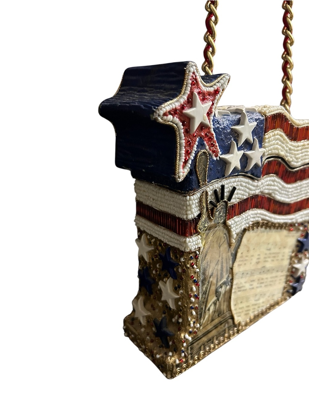 Mary Frances Red/White/Blue Americana Beaded Statue of Liberty Crossbody Bag - Picture 3 of 16